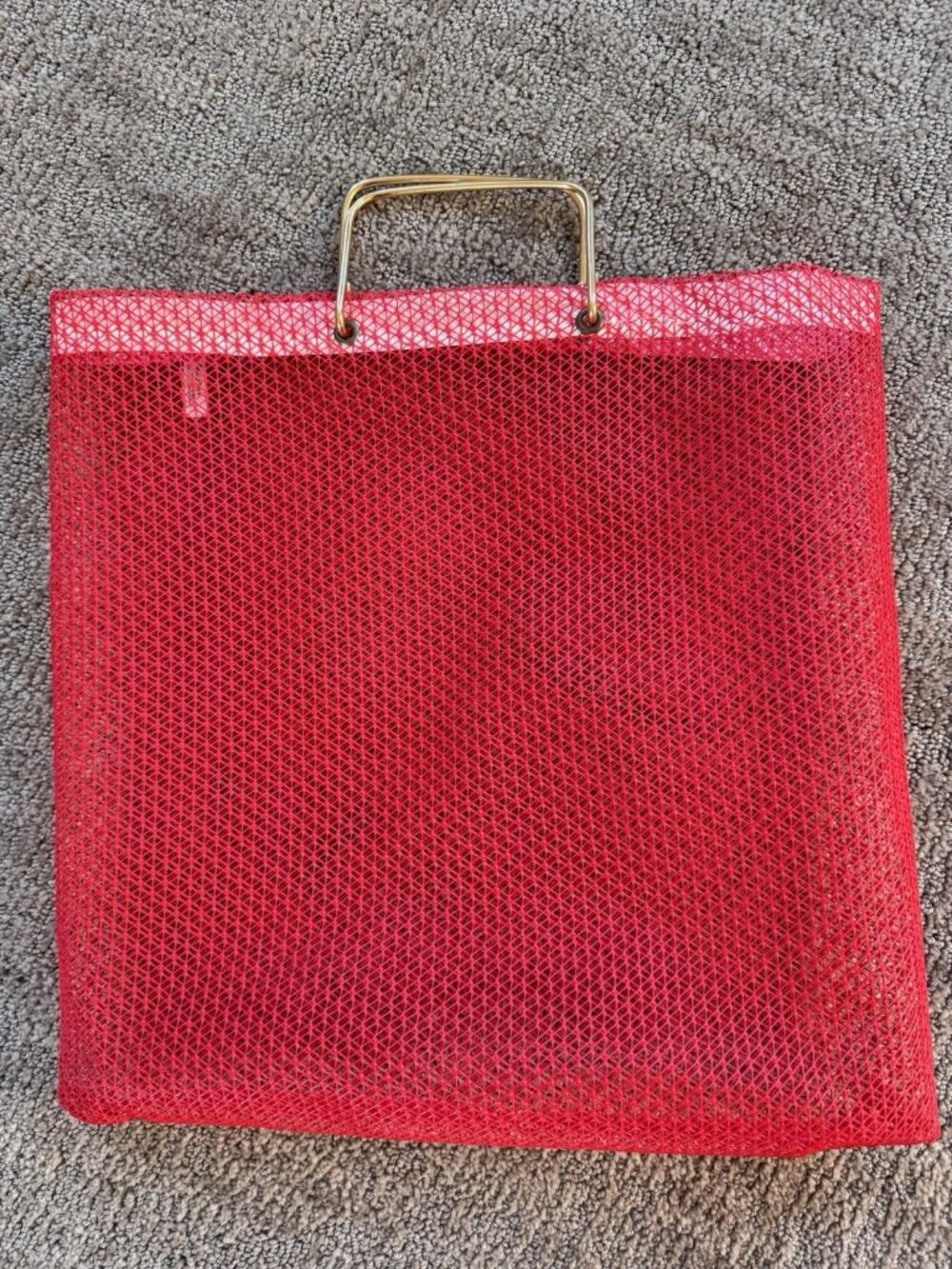 Vintage Ladys Pride Market Shopper Tote Red Mesh Metal Handles Spain